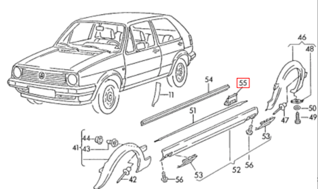 Side skirt bracket / mount for VW Golf / Jetta mk2 GTI GLI